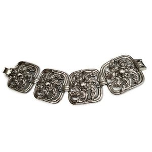 1960s Baroque Style Silver Vintage Bracelet